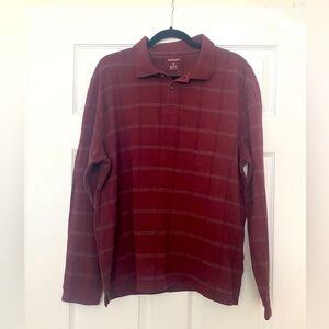 Van Heusen Men’s Long-Sleeve Polo Shirt | Size: XL | Maroon